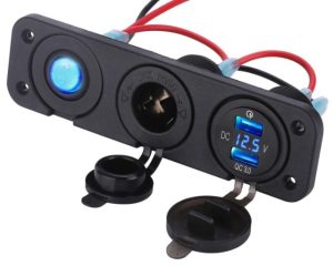 Гніздо USB з прикурювачем для мотоцикла/автомобіля врізне прямокутне 9
